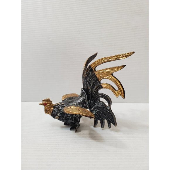 Cockerel figurine Vintage Table Decor brass Tone Metal Rooster, French V… - Picture 4 of 10